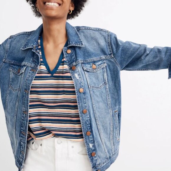 ✅ Madewell The Oversized Jean Jacket, Wortham Wash (XS) - Picture 1 of 17